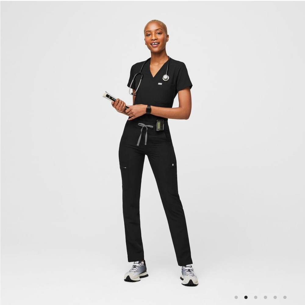 Figs High Waisted Yola Skinny Black Scrub Pants Size Small